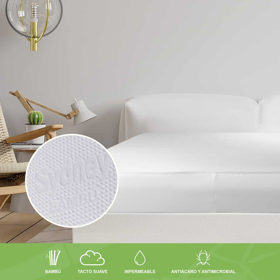 Protector de Colchón Antiácaros Impermeable de Bambú